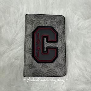 Coach Id Card Wallet In Signature Canvas With Patches/Grey Multi CCF99 NWT